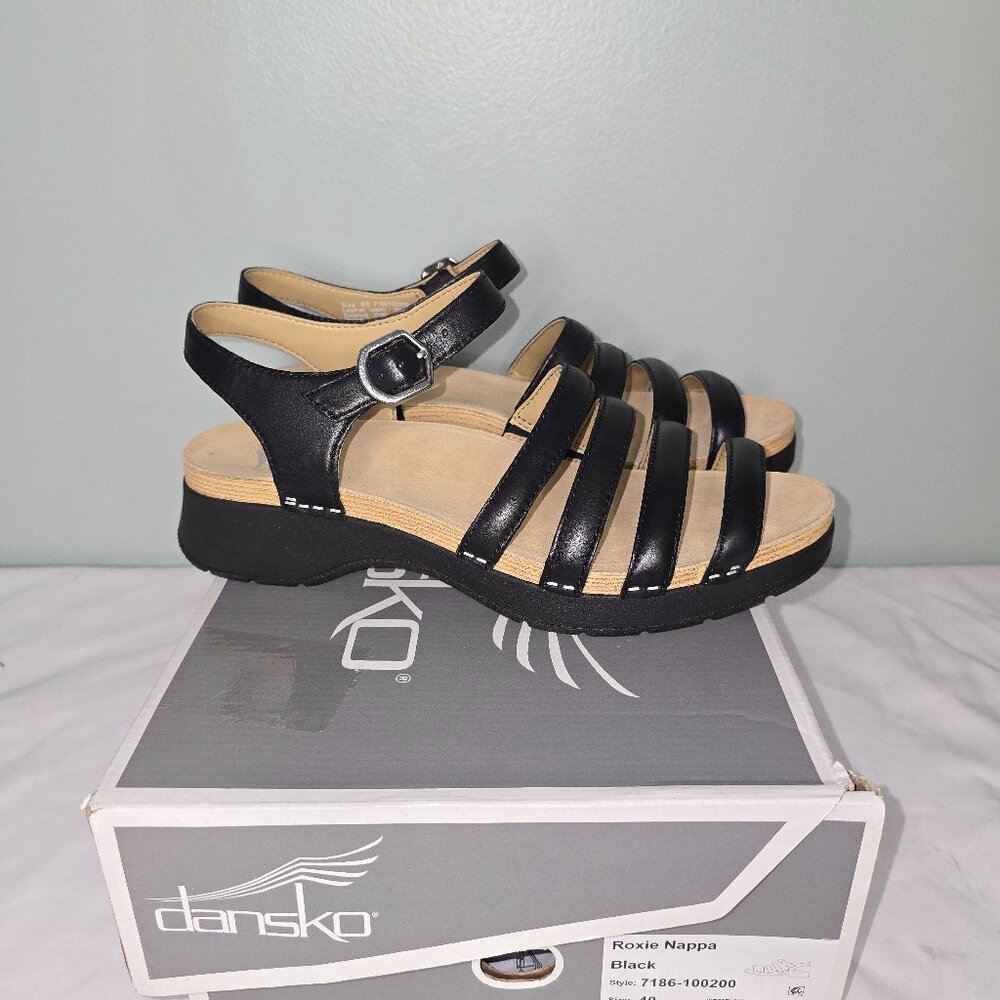 Dansko Women's Roxie Nappa Sandal in Black, Size EU40/US9, New in Box